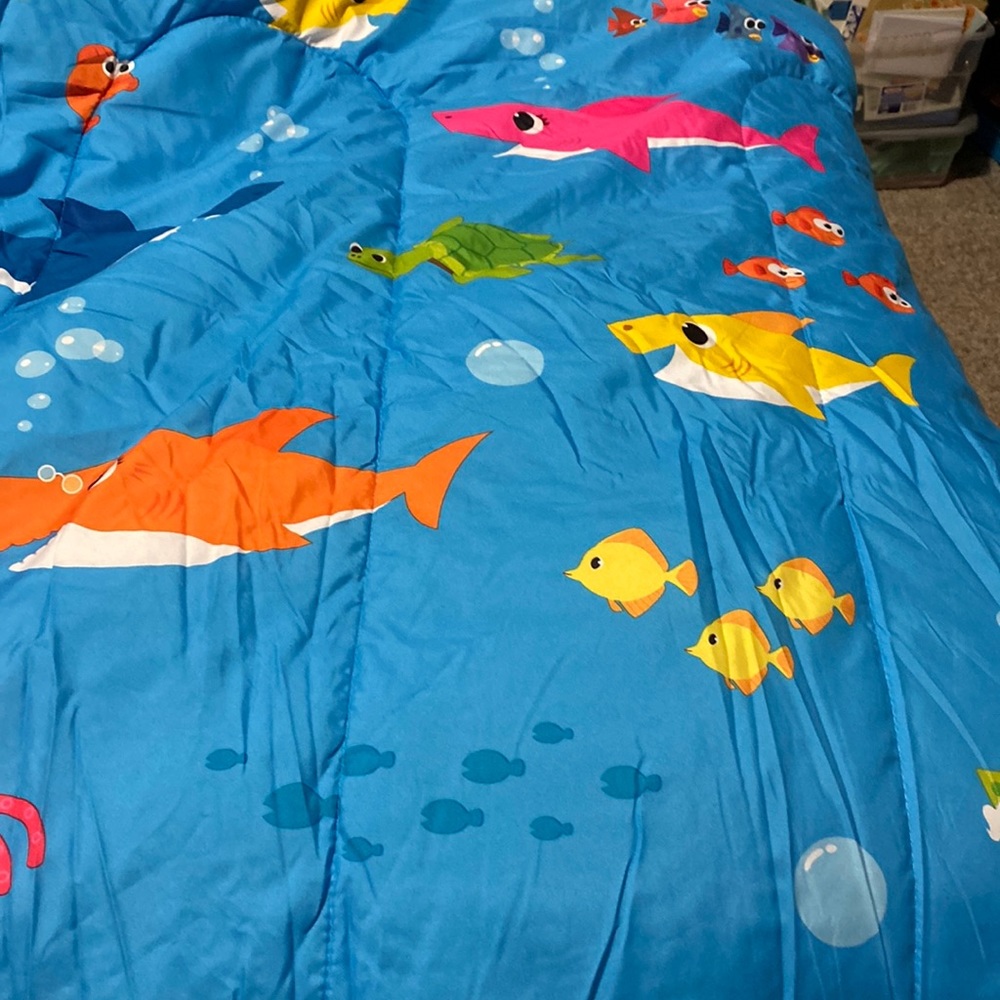 Baby shark twin bedding! Never slept on.